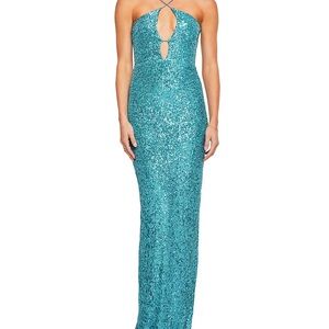 Elegant Teal Sequin Gown